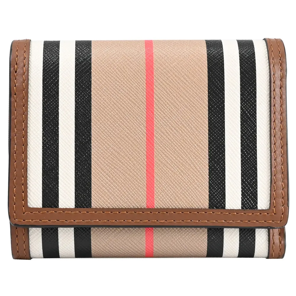 BURBERRY Lancaster 牛皮及帆布格紋三折短夾(栗子色/棕色) 80845391 歷史價格詳細信息