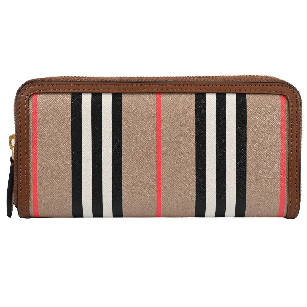 BURBERRY 8073079 ELLERBY 英式條紋拼接拉鍊長夾.咖邊 歷史價格詳細信息