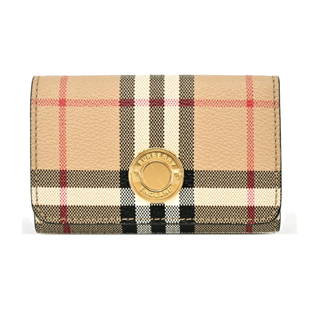 BURBERRY 浮雕LOGO格紋 皮革小型三折短夾(暗樺木棕色) 歷史價格詳細信息
