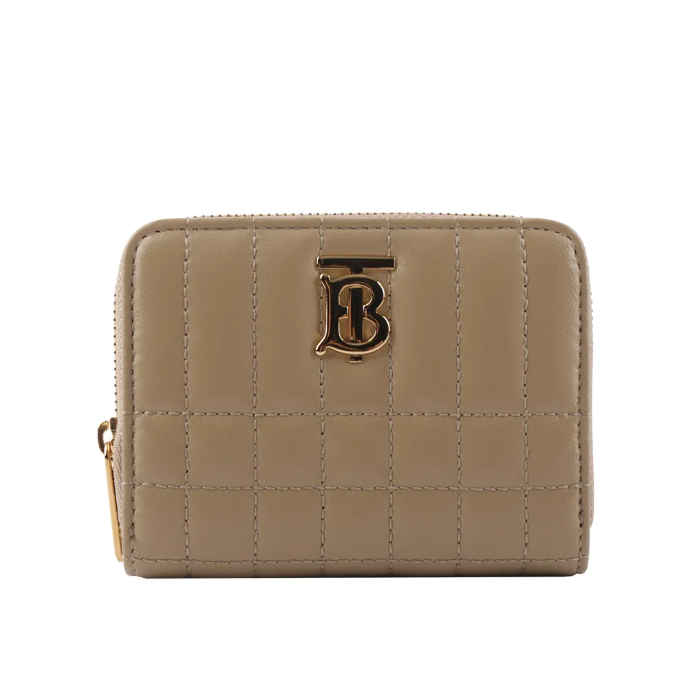 BURBERRY Lola 金字縫線小羊皮翻蓋三折短夾(楓葉棕) 80623761 歷史價格詳細信息