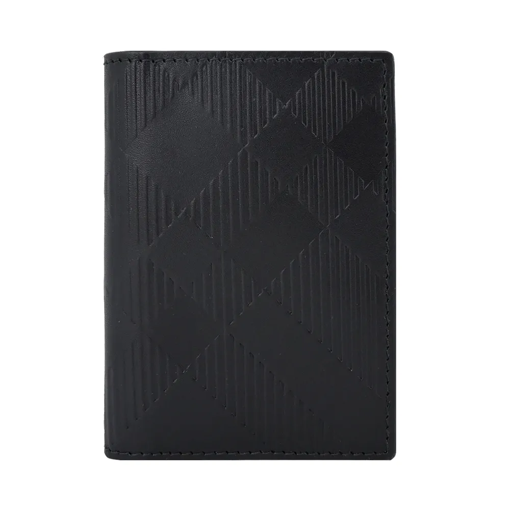 BURBERRY 經典格紋壓印小牛皮對開長夾(黑色) 歷史價格詳細信息