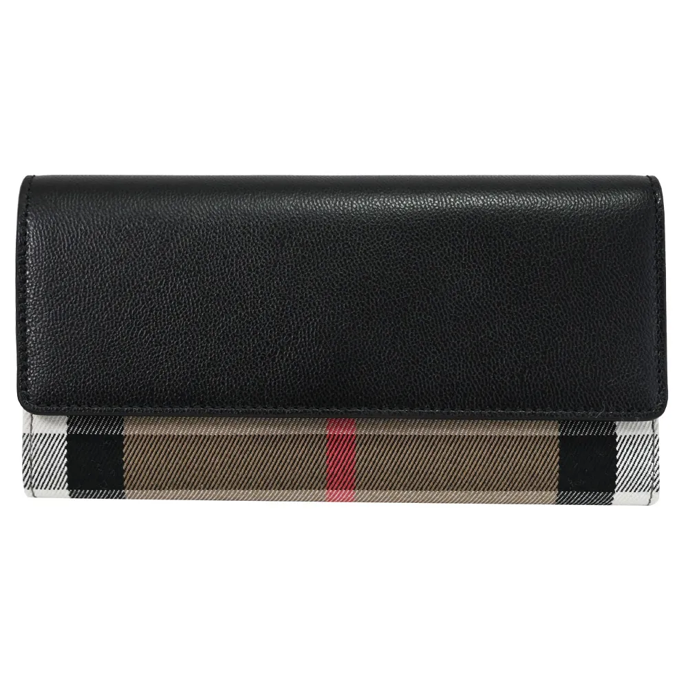 BURBERRY 8084531 HALTON 經典格紋拼接翻蓋釦式長夾.芋粉邊 歷史價格詳細信息