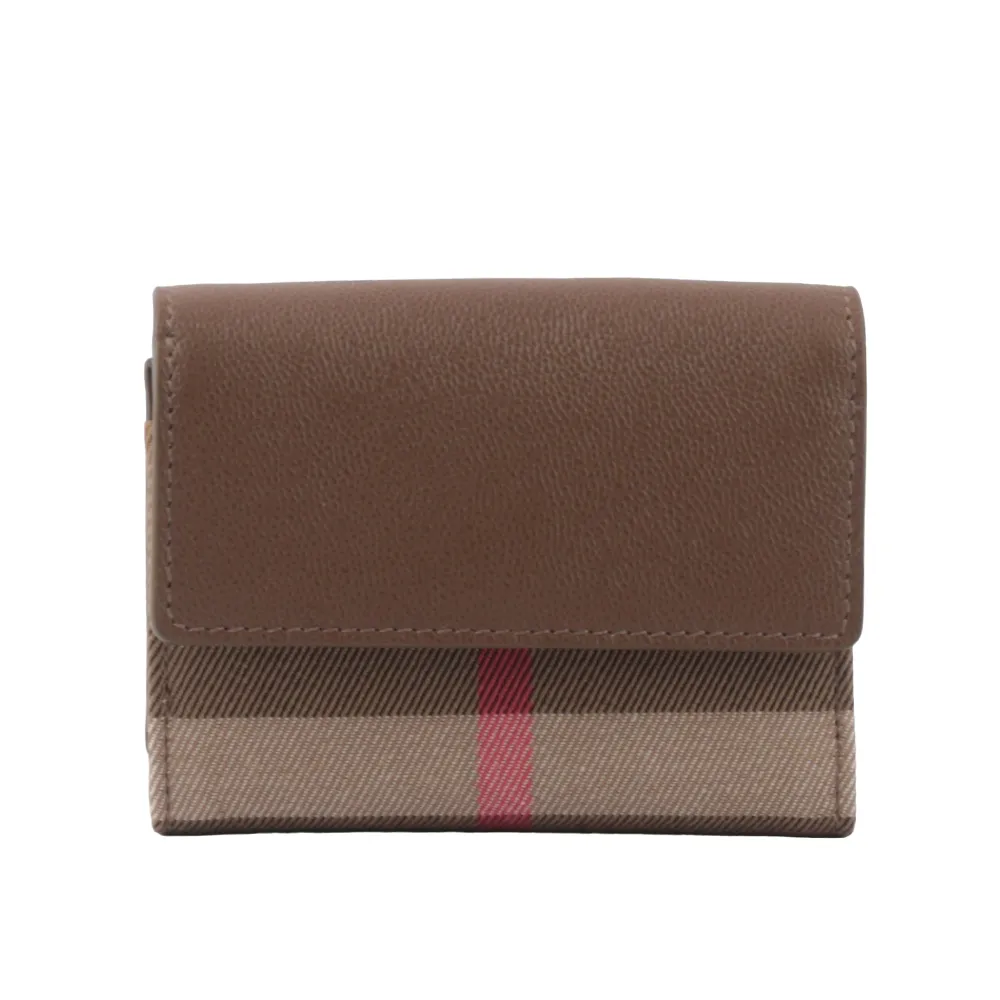 BURBERRY 8084531 HALTON 經典格紋拼接翻蓋釦式長夾.芋粉邊 歷史價格詳細信息