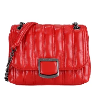 LONGCHAMP BRIOCHE系列小綿羊皮翻蓋鏈帶斜背包(中/紅) 歷史價格詳細信息