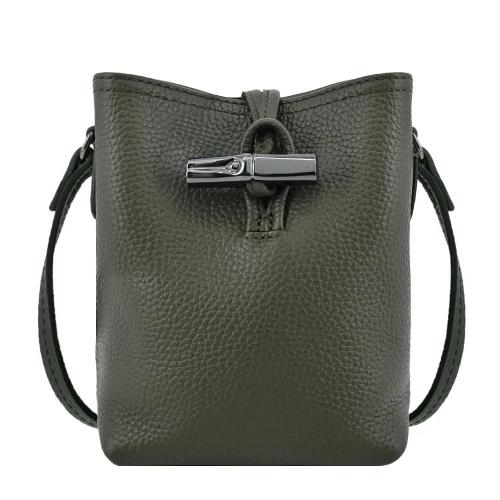 LONGCHAMP ROSEAU ESSENTIAL系列金屬竹節牛皮肩背包(中/卡其綠) 歷史價格詳細信息