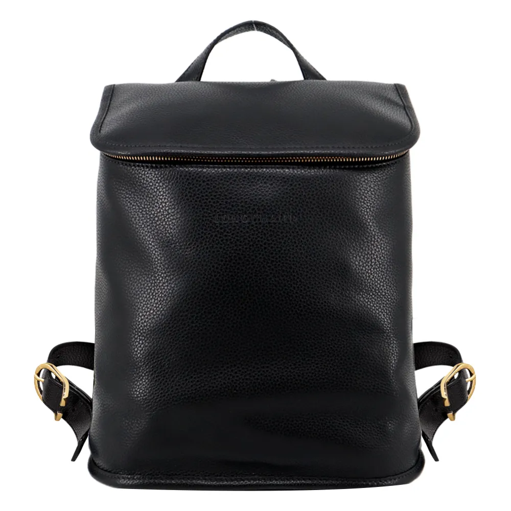 LONGCHAMP LE FOULONNÉ系列氈製羊毛寬背帶翻蓋斜背包(中/黑) 歷史價格詳細信息