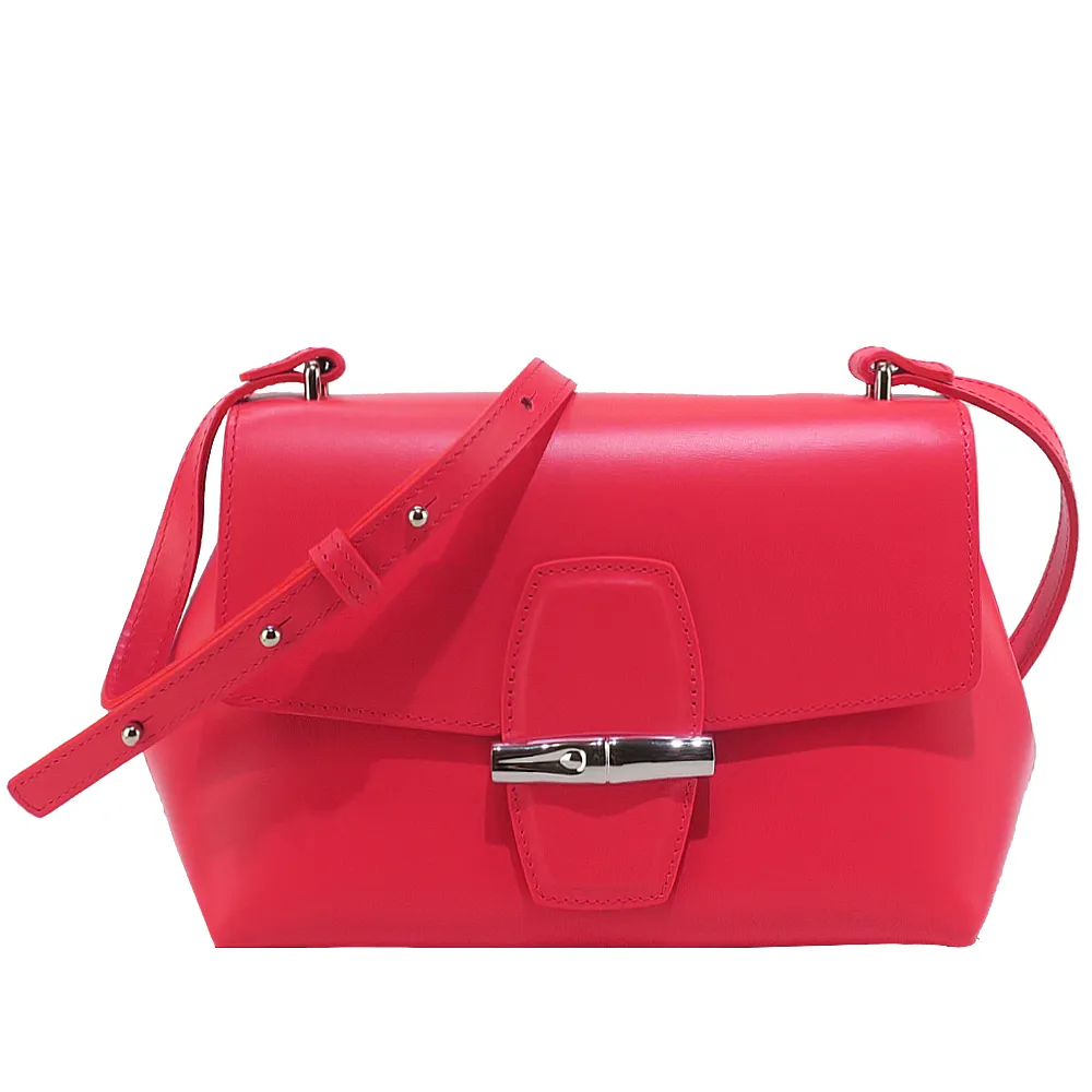 LONGCHAMP ROSEAU 系列竹節牛皮翻蓋斜背包(罌粟紅) 歷史價格詳細信息
