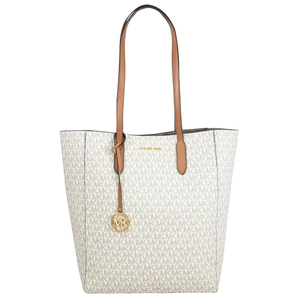 MICHAEL KORS SINCLAIR 經典印花肩背大托特包.白/咖 歷史價格詳細信息
