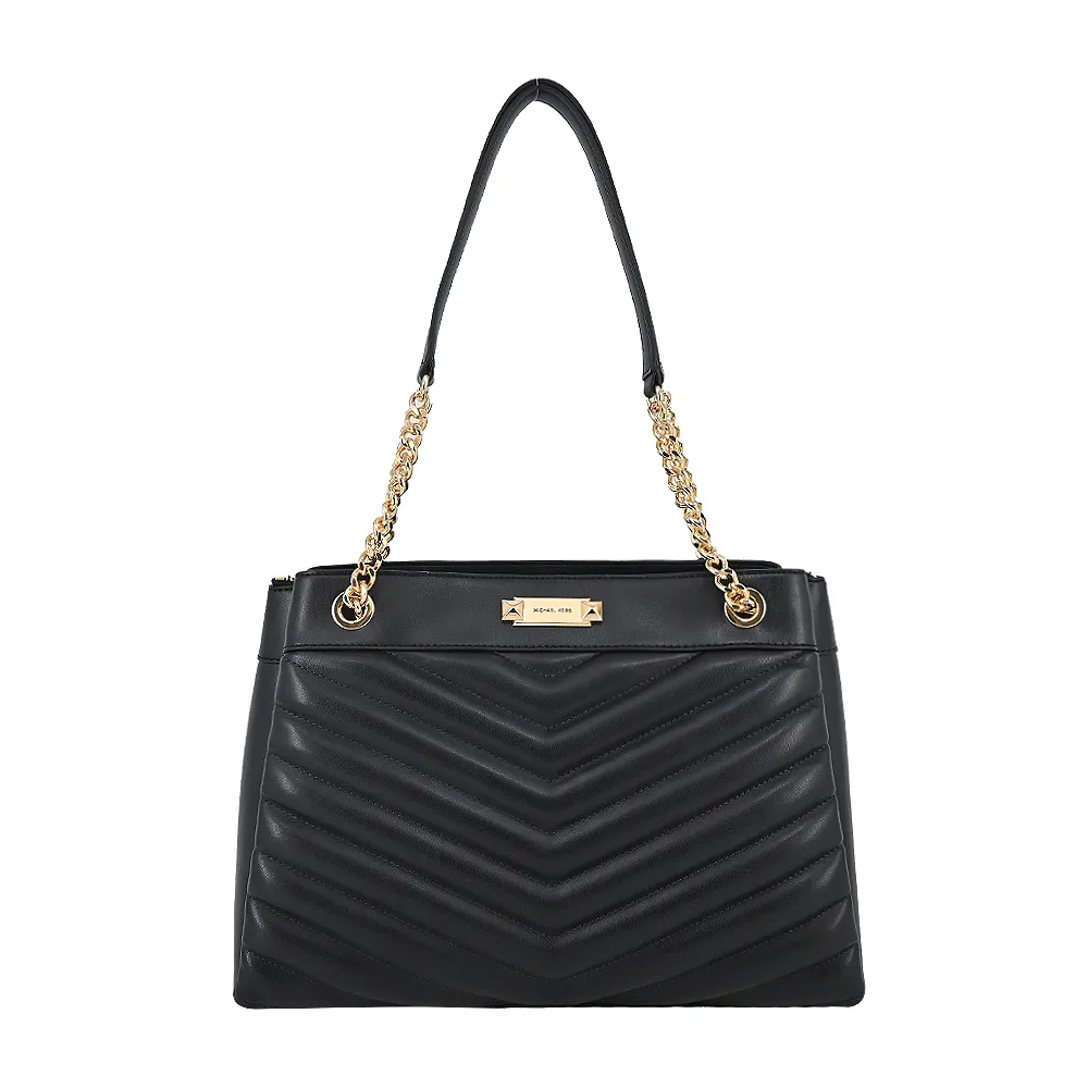 MICHAEL KORS WHITNEY 羊皮絎縫皮革翻蓋磁釦肩背/斜背二用包-金釦黑/中 歷史價格詳細信息