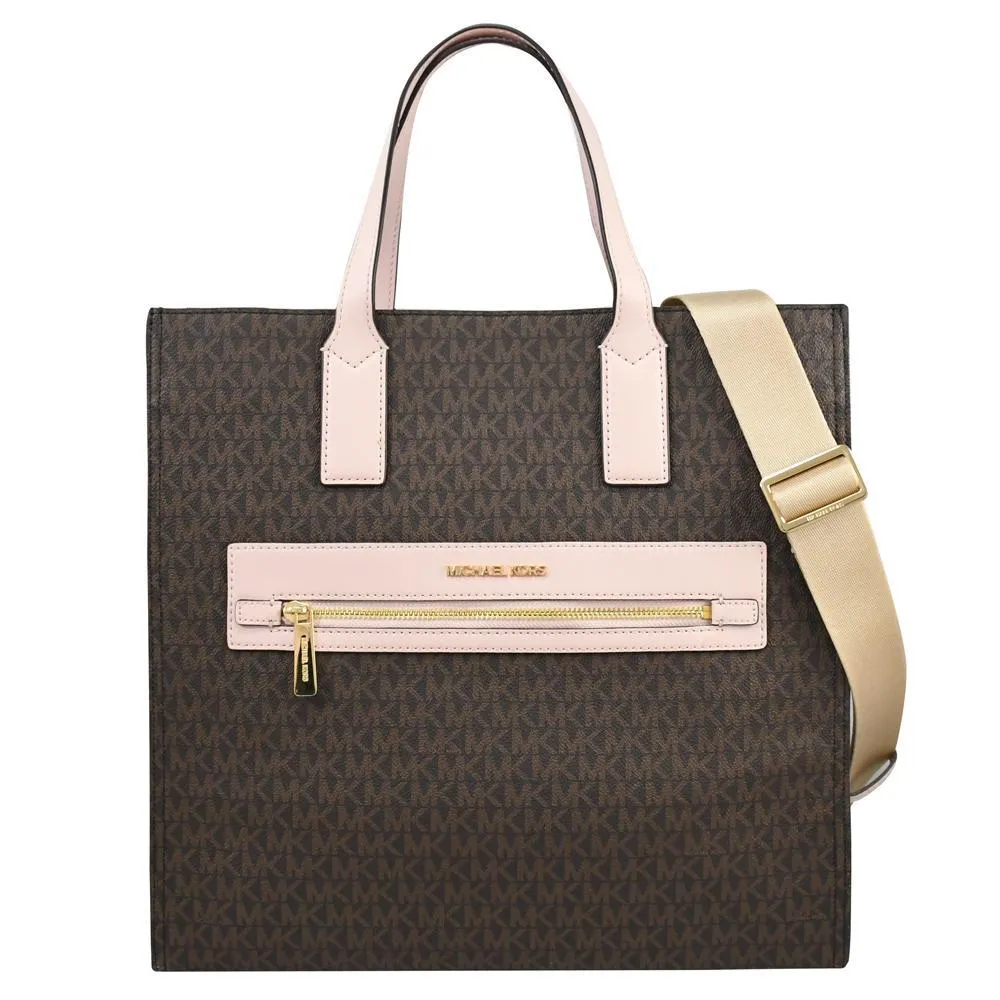 MICHAEL KORS KENLY 滿版字母手提兩用包.深咖/粉(買就隨機送MK手拿包) 歷史價格詳細信息