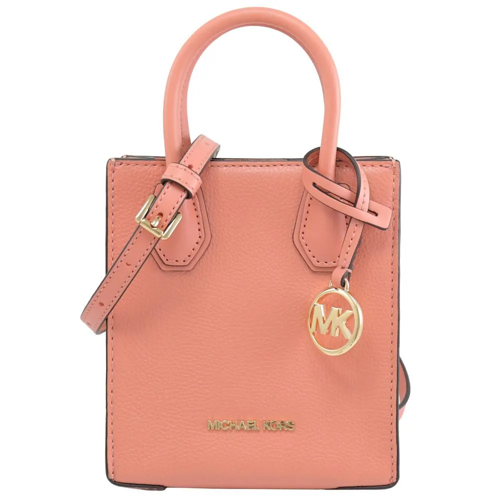 MICHAEL KORS MERCER 素面荔枝紋迷你手提兩用包.咖 歷史價格詳細信息