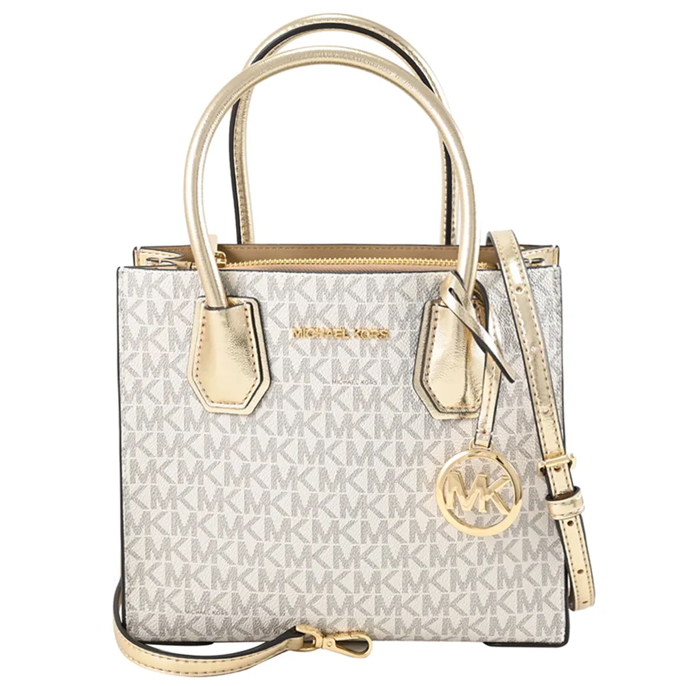 MICHAEL KORS MERCER 滿版MK印花手提兩用包.黑灰 歷史價格詳細信息