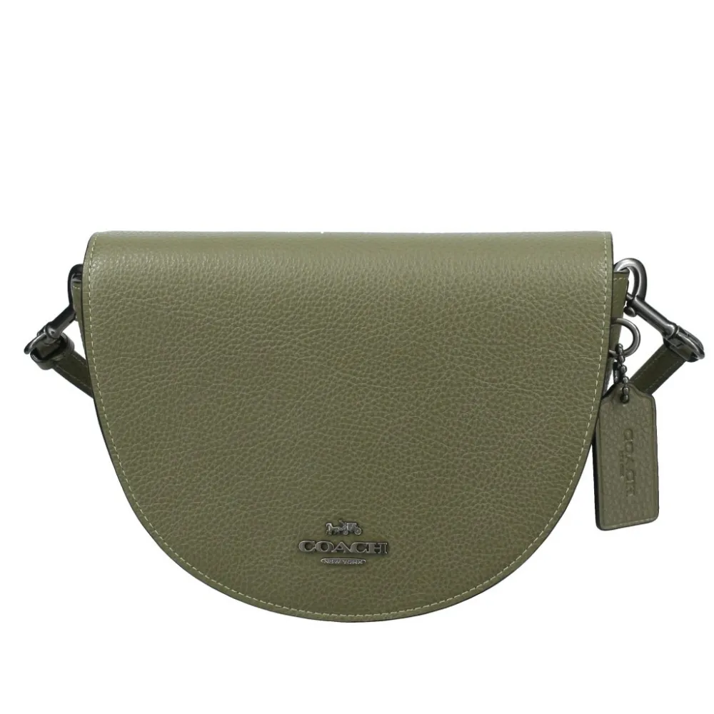 COACH 經典馬車素面牛皮斜背半月包(奶油黃x果綠) 歷史價格詳細信息