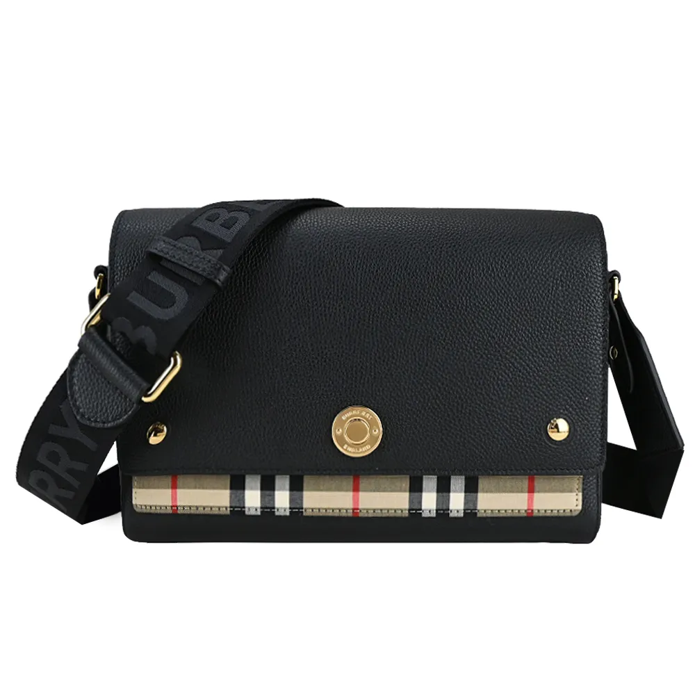 BURBERRY Horseferry格紋帆布飾邊斜背包(暗樺木棕色) 歷史價格詳細信息