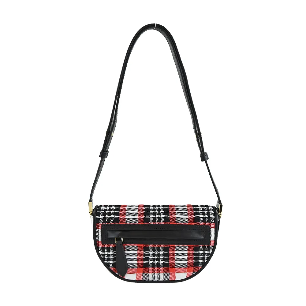 BURBERRY Olympia 格紋棉質帆布肩背/腋下包(經典米色) 8058006 A1189 歷史價格詳細信息