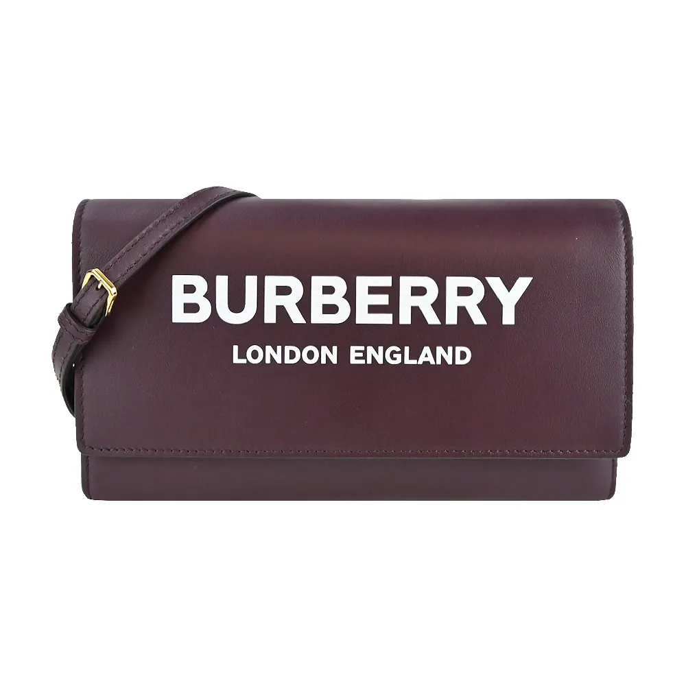 BURBERRY 經典LOGO皮革WOC手拿/斜背包(酒紅) 歷史價格詳細信息