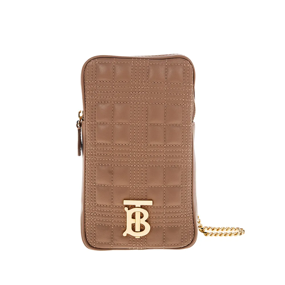 BURBERRY 新款鍍金T B花押字小型絎縫羔羊皮Lola三折短夾 (黑色) 歷史價格詳細信息