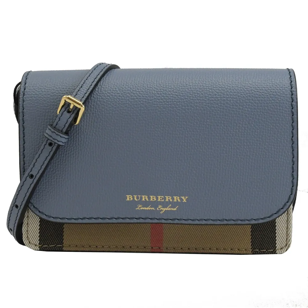 BURBERRY Hampshire 新款格紋帆布拼皮革手拿/斜背包(酒紅色) 80463181 歷史價格詳細信息