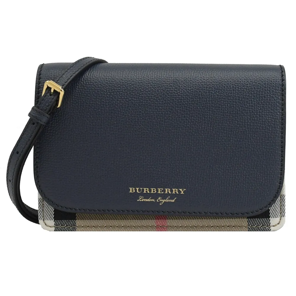 BURBERRY Hampshire 新款格紋帆布拼皮革手拿/斜背包(酒紅色) 80463181 歷史價格詳細信息