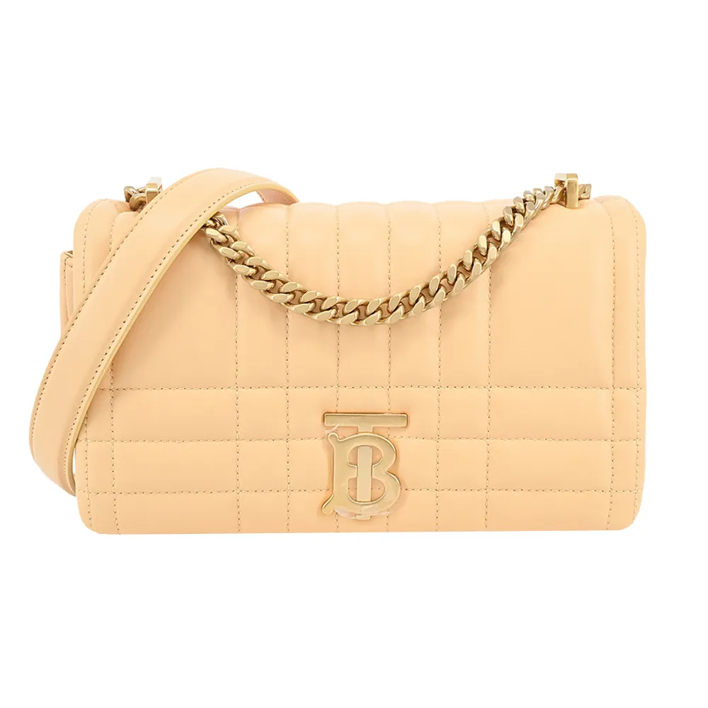 BURBERRY Lola 金字縫線小羊皮翻蓋三折短夾(楓葉棕) 80623761 歷史價格詳細信息