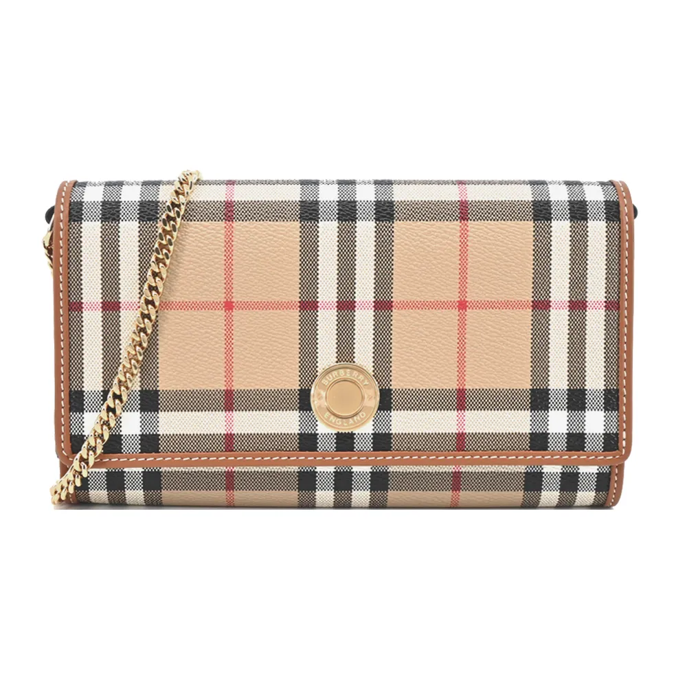 BURBERRY 經典 LOGO格紋帆布女用皮帶(卡其x黑) 歷史價格詳細信息