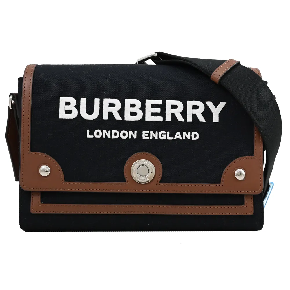 BURBERRY Note Vintage 格紋拼皮革翻蓋斜背包(石楠木棕色) 8066226 歷史價格詳細信息