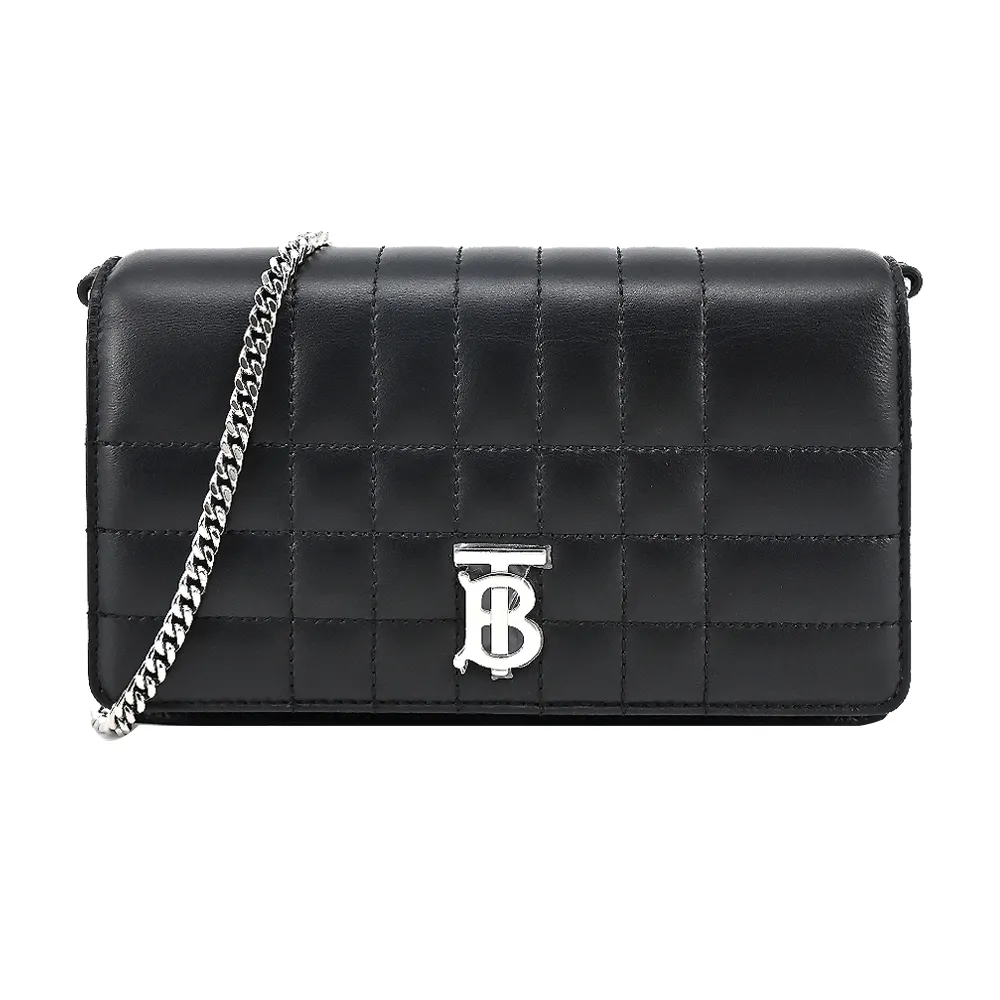 BURBERRY  TB 銀字LOGO粒面小牛皮零錢/卡片夾(黑色) 歷史價格詳細信息