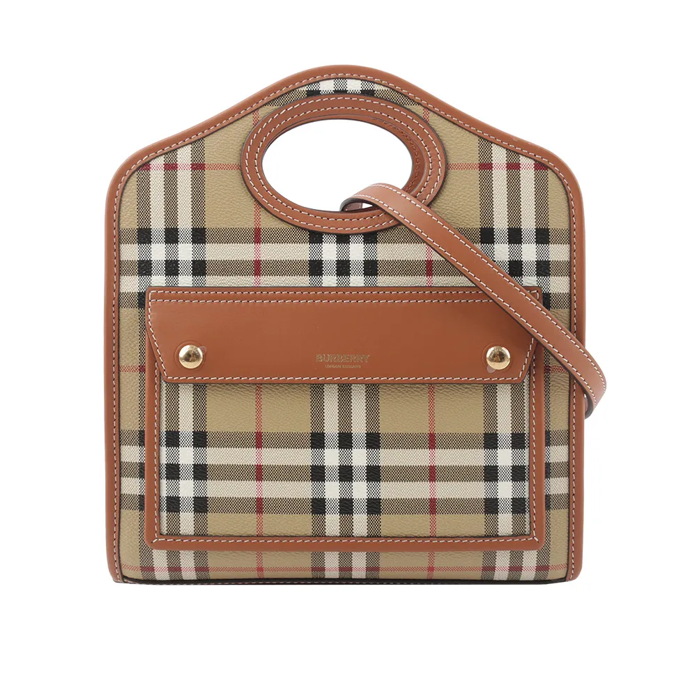 BURBERRY格紋提花斜背包帆布手提/斜背兩用包(黑色) 歷史價格詳細信息