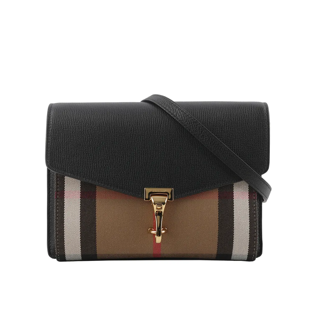 BURBERRY 格紋拼皮革手提/斜背口袋包(Mini)(石楠木棕色) 8066166 A9534 歷史價格詳細信息