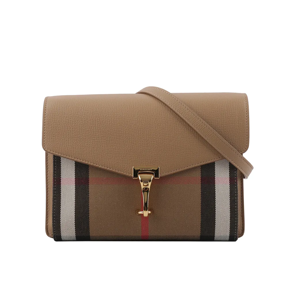 BURBERRY 格紋拼皮革手提/斜背口袋包(Mini)(石楠木棕色) 8066166 A9534 歷史價格詳細信息