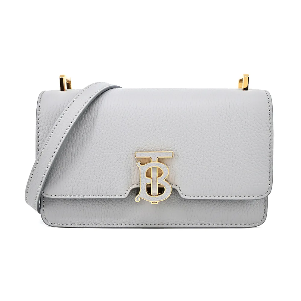 BURBERRY  TB LOGO皮革翻蓋迷你肩背/斜背包(灰色) 歷史價格詳細信息