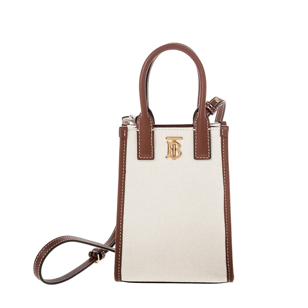 BURBERRY  Frances經典TB標誌小牛皮迷你兩用包(米色) 歷史價格詳細信息