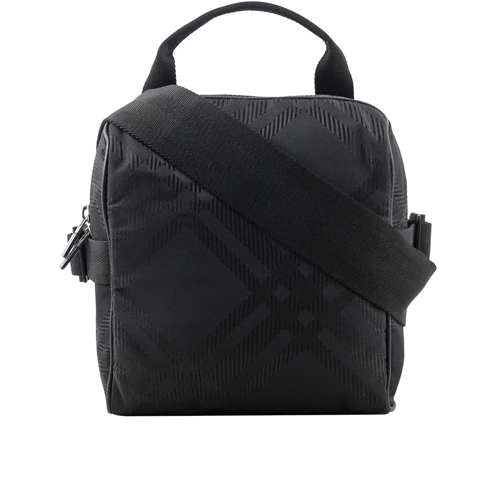 BURBERRY格紋提花斜背包帆布手提/斜背兩用包(黑色) 歷史價格詳細信息