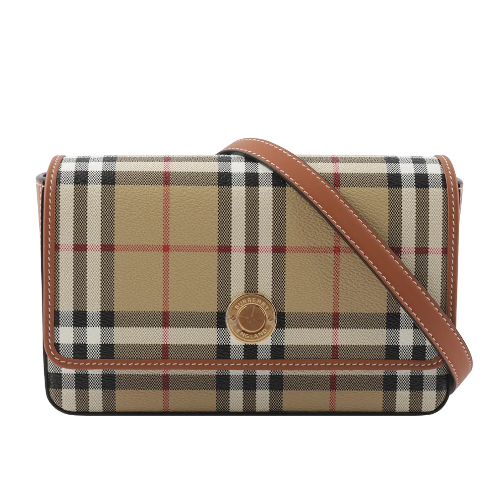 BURBERRY 經典格紋及小牛皮翻蓋長夾(經典米色) 8094421 A7026 歷史價格詳細信息