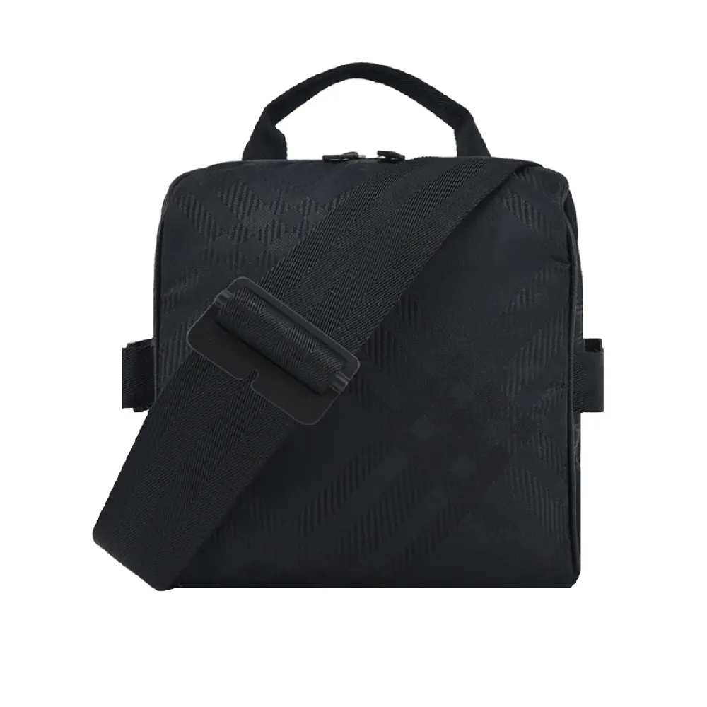 BURBERRY格紋提花斜背包帆布手提/斜背兩用包(黑色) 歷史價格詳細信息