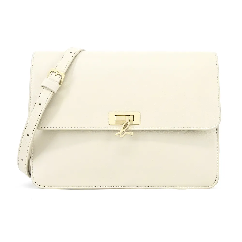 agnes b.小b扣撞色雙層皮革斜背包-黑/奶茶 歷史價格詳細信息