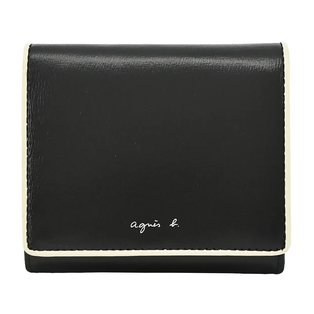 agnes b. 皮革雙色Ｌ拉鍊零錢包-黑 歷史價格詳細信息