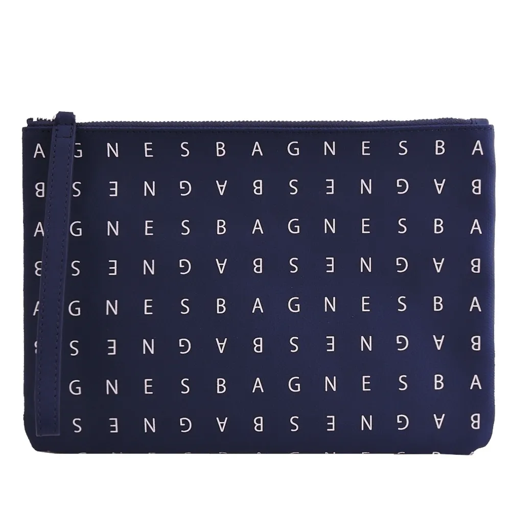 agnes b.LOGO束帶皮革短夾(內含零錢袋)(藍) 歷史價格詳細信息