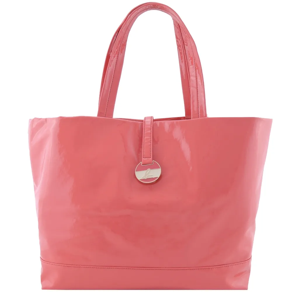 agnes b.圓牌翻扣皮革拼接尼龍肩背包(深藍) 歷史價格詳細信息