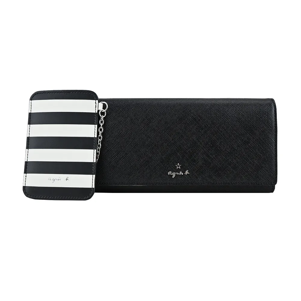 agnes b.LOGO標誌PU手拿包-大/深藍 歷史價格詳細信息