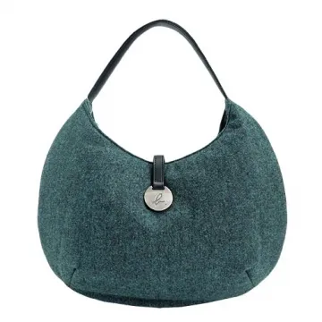 agnes b.圓牌翻扣皮革拼接尼龍肩背包(深藍) 歷史價格詳細信息