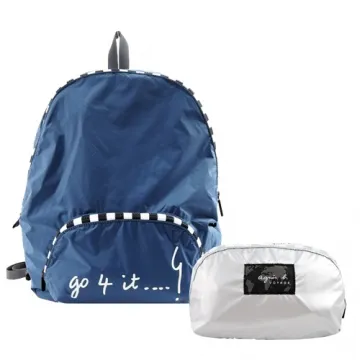 agnes b. 輕量尼龍撞色口袋斜背包-小/藍橘 歷史價格詳細信息