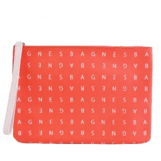 agnes b.LOGO標誌PU手拿包-大/深藍 歷史價格詳細信息