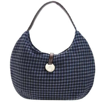 agnes b.圓牌翻扣皮革拼接尼龍肩背包(深藍) 歷史價格詳細信息