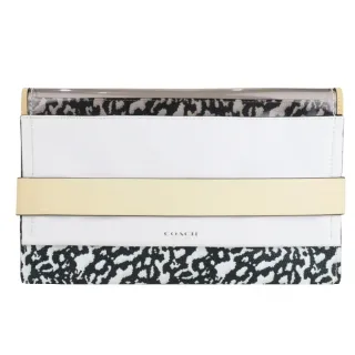 COACH黑白千鳥紋圖印鍊帶頸掛斜背方型卡夾零錢小廢包 歷史價格詳細信息