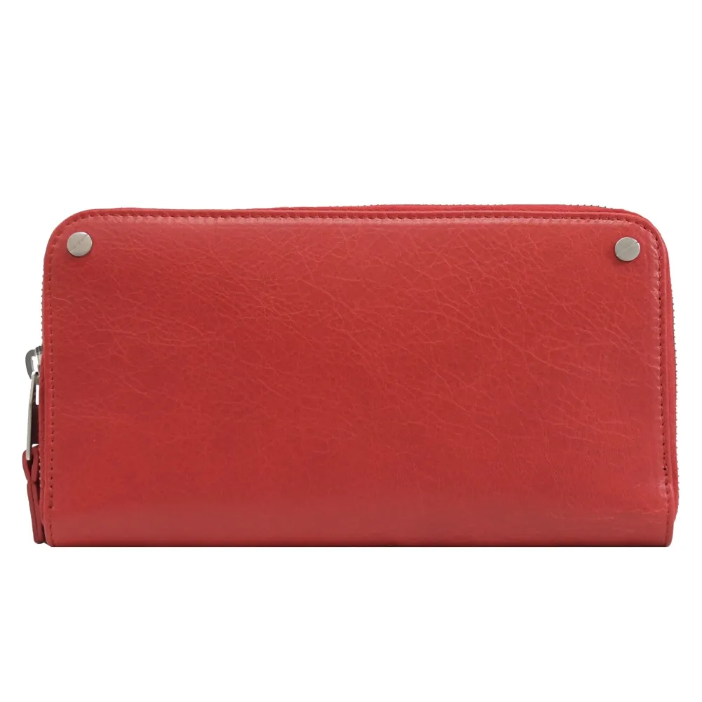 BALENCIAGA 巴黎世家 541996 裝飾鉚釘小牛皮拉鍊長夾.紅 歷史價格詳細信息