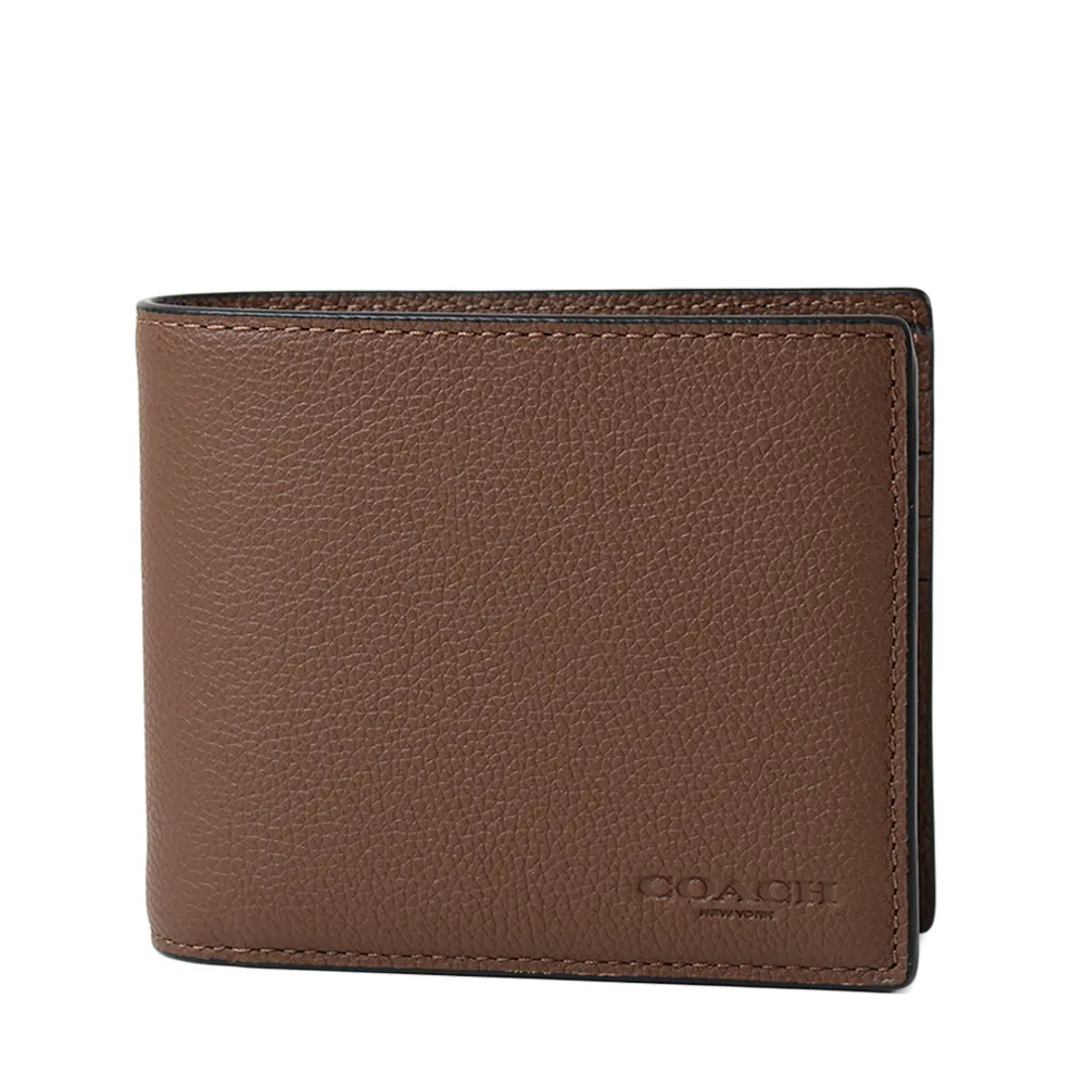 COACH 男款 荔枝紋壓印LOGO短夾-咖啡色/附證件夾 歷史價格詳細信息