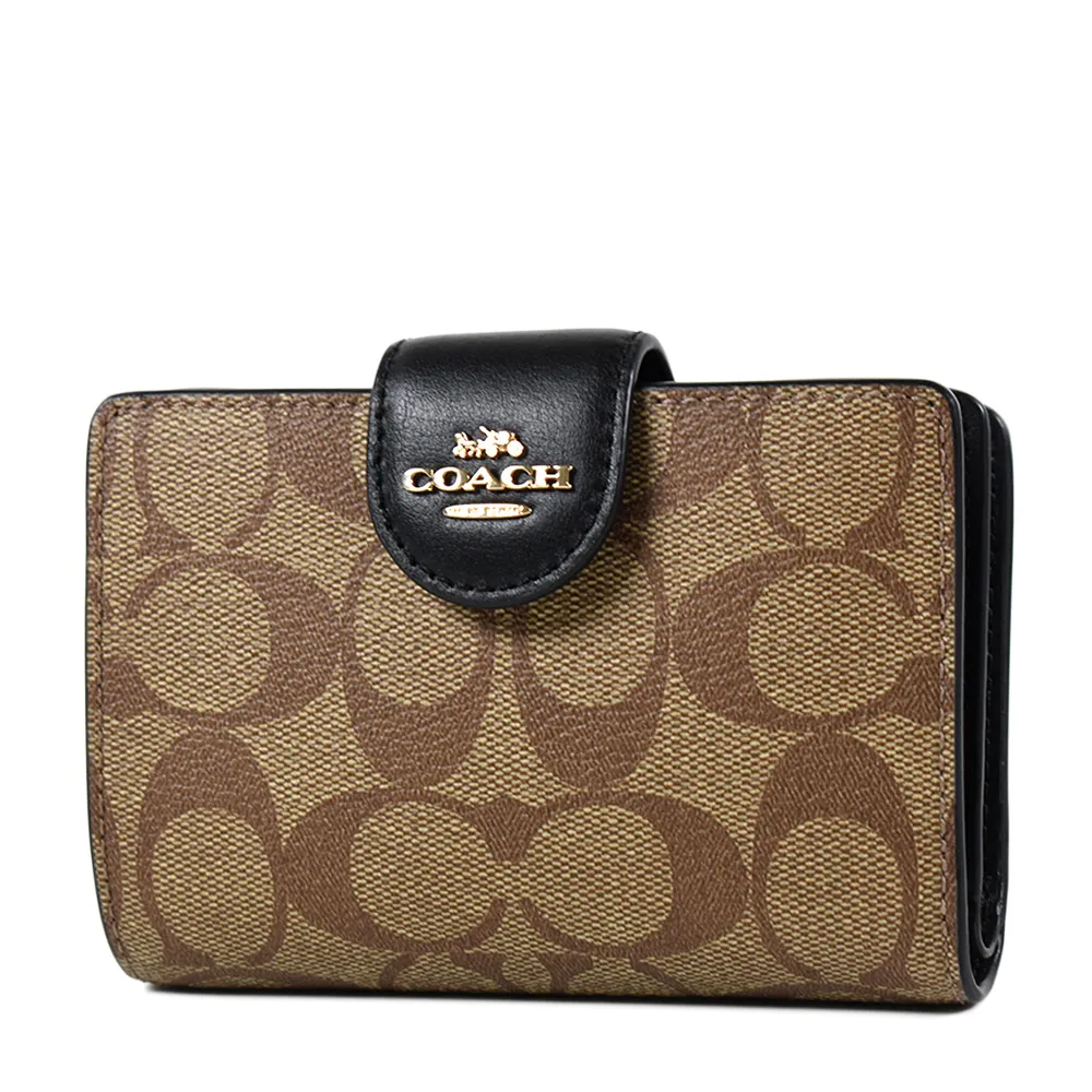 COACH 立體馬車緹花LOGO防刮釦式中夾-白色 歷史價格詳細信息