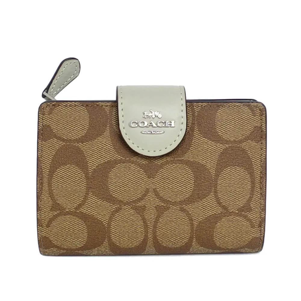 COACH卡其C Logo駝黑真皮方框釦式翻蓋斜背馬鞍包 歷史價格詳細信息