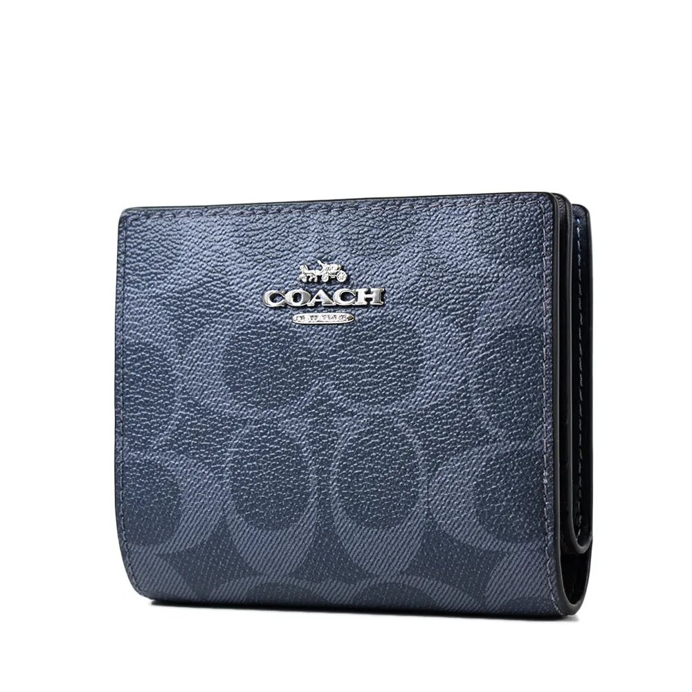 COACH 緹花LOGO防刮皮革釦式拉鍊袋短夾-咖啡色 歷史價格詳細信息